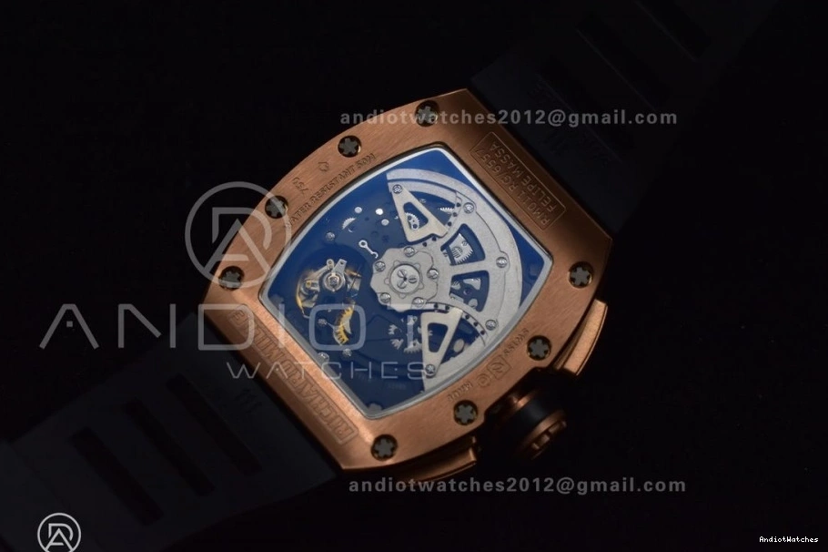 Strap Rubber Dial Best Chrono KVF RM011 1021 AllSeason Black A7750 RG on Black Edition Crystal V 1:1 1224